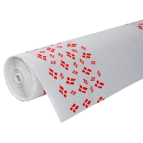 Borddug med dannebrog, hvid papir 50 mtr.