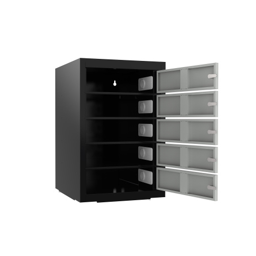 PC skab med 5 rum, inkl. opladning og cylinderlås PC skab med 5 rum, inkl. opladning og cylinderlås