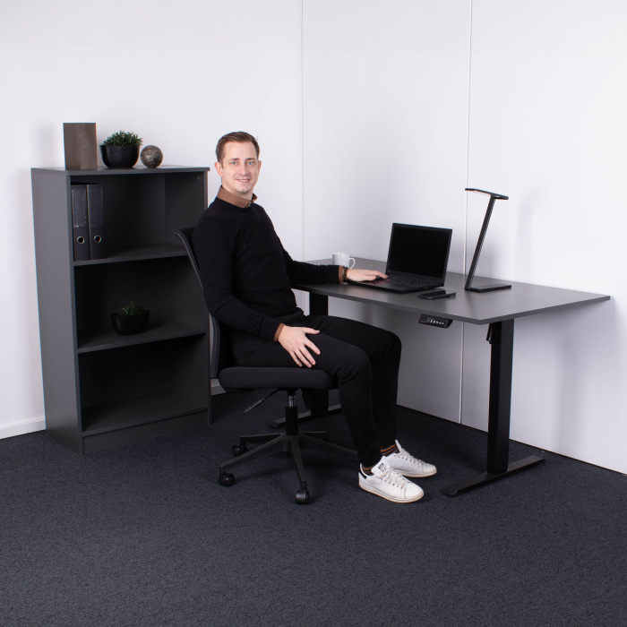 Hæve sænkebord Cadet 80x160 cm, sort stel - Image 5