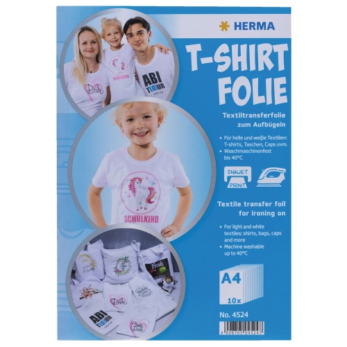 T-shirt folie t/lyse tekstiler A4 Herma (10 ark)