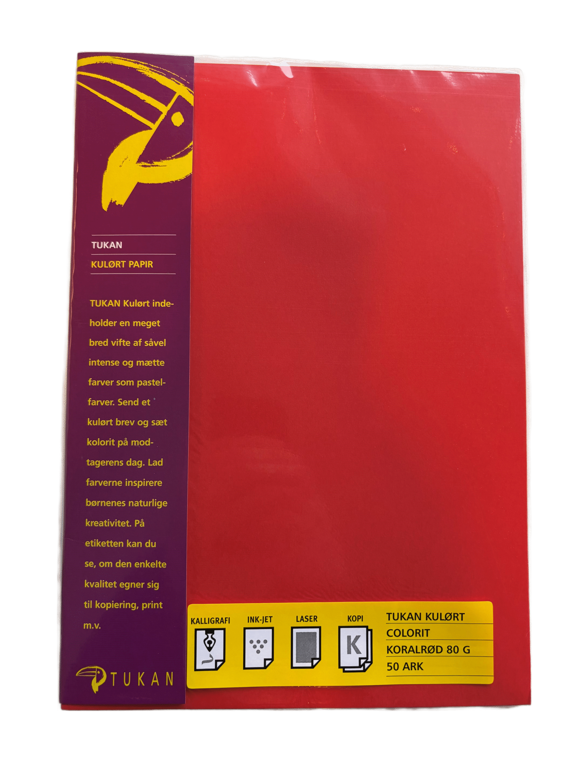 Kopipapir rød A4 80 gr. Tukan 50 ark kopipapir rød