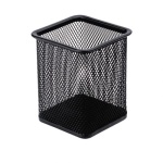 Firkantet penneholder i sort trådnet fra MESH serien til skrivebord
