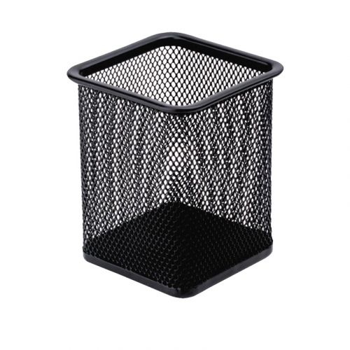 Firkantet penneholder i sort trådnet fra MESH serien til skrivebord