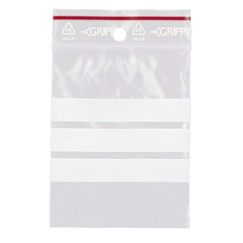 Lynlåspose T-66 40x60 mm med skrivefelt og rundt ophængshul – fødevaregodkendt minigrip pose