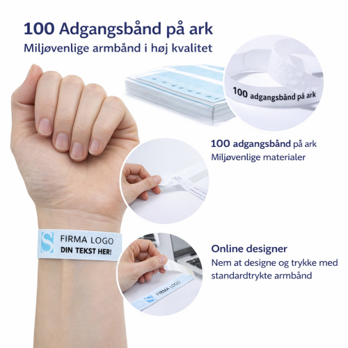 Print selv Armbånd 18×265 mm. Avery Heavy Duty (100 stk)