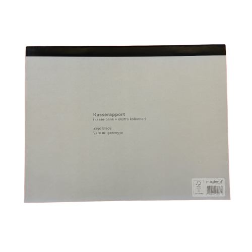 Kasserapport A4 Mayland 2×50 bl. Kasse-bank-ekstra kolonner