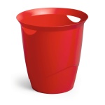 skraldespand i rød plast med bærehuller