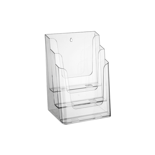 Brochureholder A4 med 3 rum i klar akryl