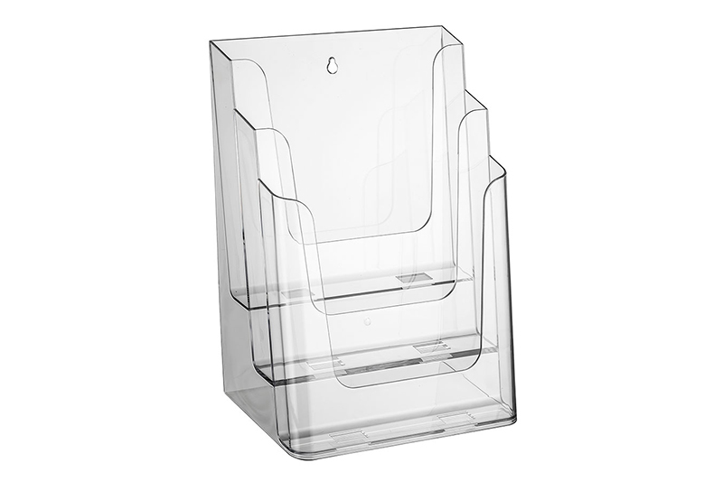 Brochureholder A4 akryl m/3rum Brochureholder A4 med 3 rum i klar akryl