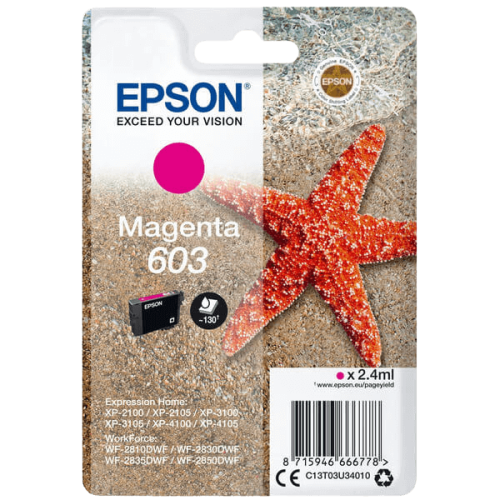 blækpatron epson t603 magenta original epson blækpatron