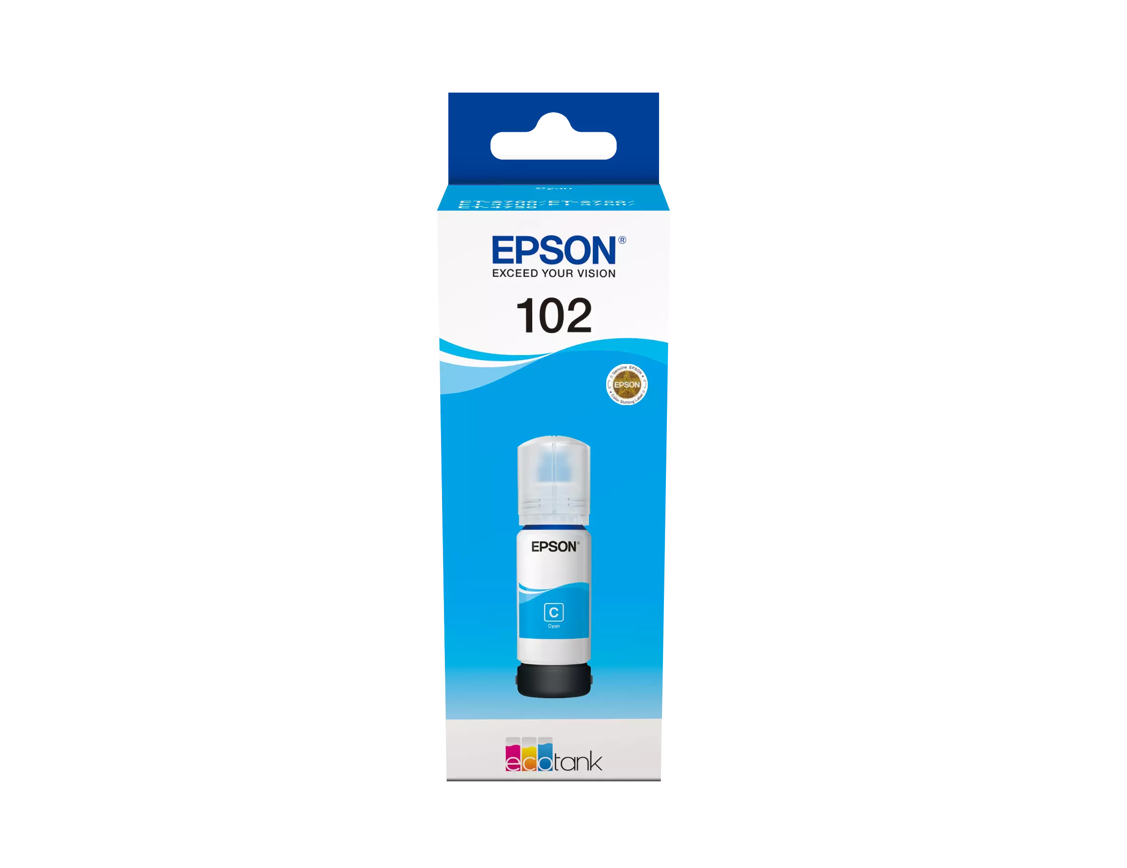 Inkjet Bottle Epson 102 Eco tank Cyan (70 ml.) Epson 102 EcoTank blækflasker sort cyan magenta gul original blæk
