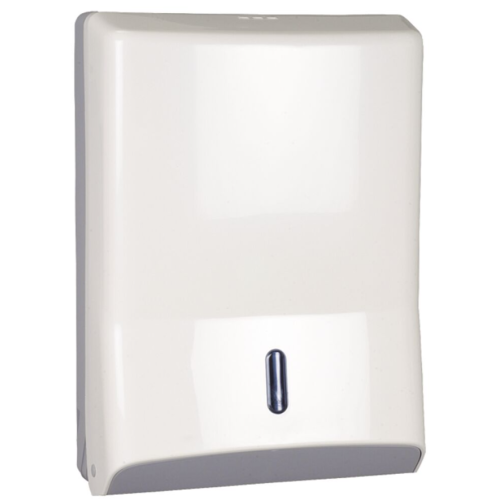 Håndklædeark dispenser i hvid plast til vægmontering