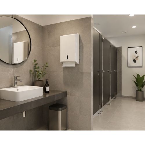 Dispenser, neutral, Maxi, 14x28x40cm, hvid, plast, til alle typer håndklædeark