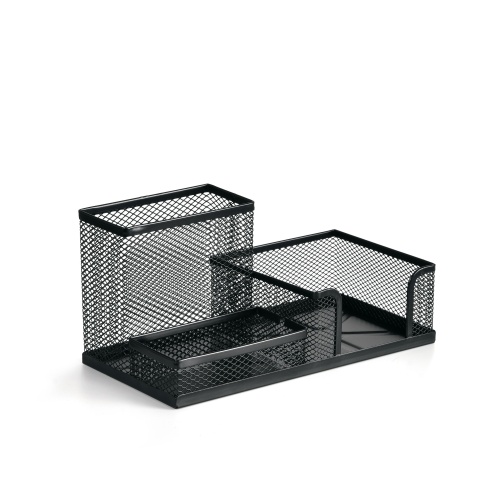 Penneholder i metalnet med notesblokholder