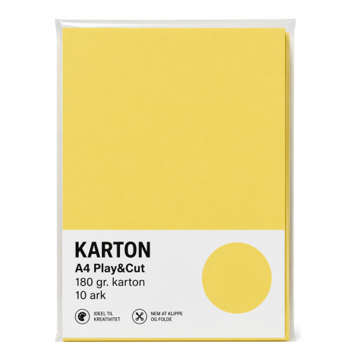 Karton A4 180 gr. 10 ark Klar Kanariegul