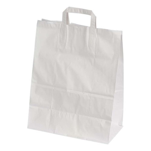 Bærepose, hvid papir m/hank 320/170x400 mm. 26 Ltr.