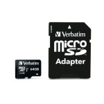 Verbatim Micro SDXC 64GB Class 10 hukommelseskort med SD-adapter.