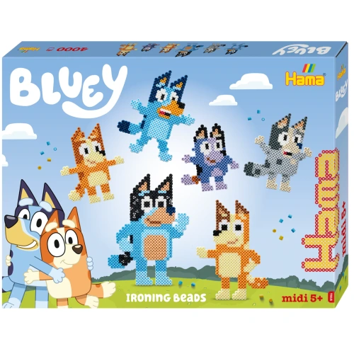 Bluey perle gaveæske med 4000 perler og 2 stiftplader til kreativ leg for børn fra 5 år