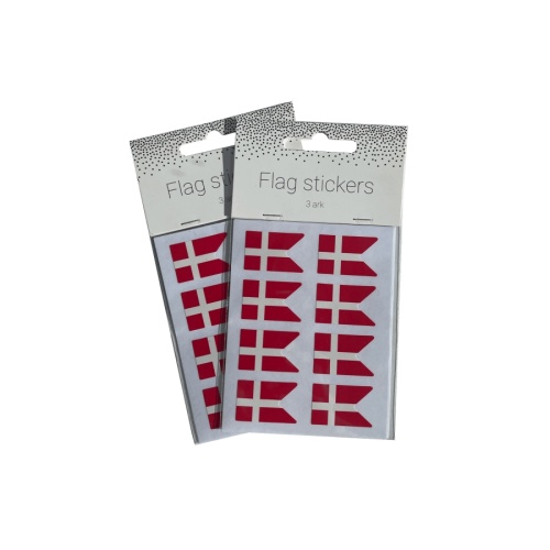 Oblater med Dannebrog flag fordelt på 3 ark med 24 flagstickers.