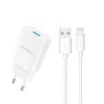 10W USB-A vægoplader med USB-A til Lightning kabel i hvid.