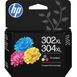 Original HP 302/304 XL tri-color blækpatron med cyan, magenta og gul blæk til HP DeskJet, ENVY og OfficeJet printere.