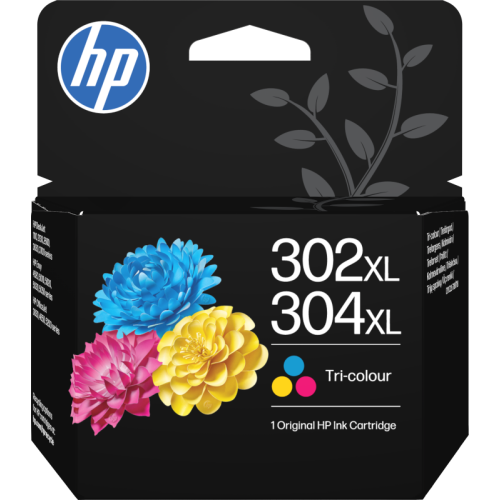 Original HP 302/304 XL tri-color blækpatron med cyan, magenta og gul blæk til HP DeskJet, ENVY og OfficeJet printere.
