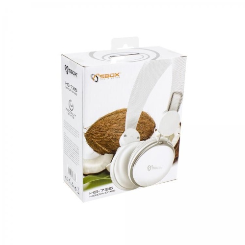 Headset SBox HS-736 hvid med 3,5 mm jackstik