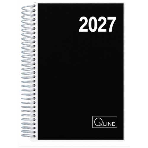 Q-Line Spiralkalender 2027 1 dag 12 x 17 cm sort