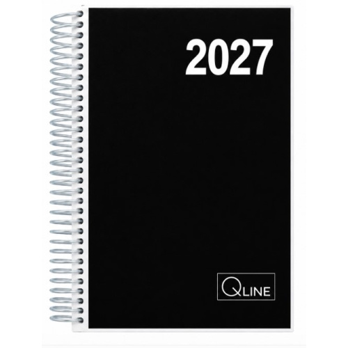 Sort Q-Line spiralkalender 2027 i formatet 12 × 17 cm