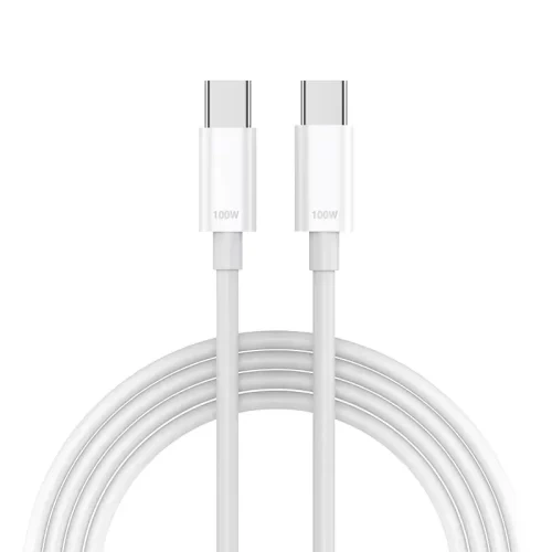 Hvidt USB-C til USB-C-kabel på 1 meter med 100 W PD