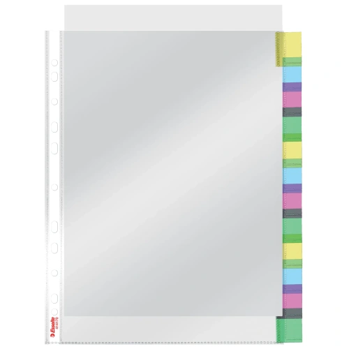 Plastlomme m/index Esselte 130 my. A4 maxi 12 faner
